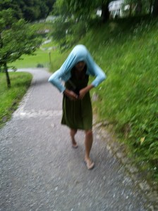 This is me last summer- covering my head to protect myself from ticks (I was ALWAYS so careful!).  I was very sick at that point.  Little did I know that I already had Lyme Disease and had been bitten years earlier.